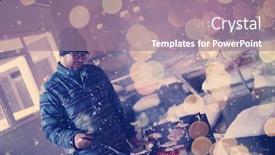  Presentation with food bbq - Amazing PPT layouts having new-year-and-christmas-office backdrop and a gray colored foreground