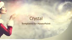  Presentation with christmas girl - Theme featuring new year and xmas holiday background and a cream colored foreground
