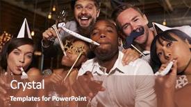  Presentation with new year streamer - Amazing PPT theme having new year at a bar backdrop and a tawny brown colored foreground