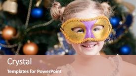  Presentation with masquerade - PPT theme consisting of dance christmas - little girl on the masquerade background and a  colored foreground