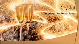  Presentation with champagne gold - Amazing slide deck having celebration gold - pair glass of champagne backdrop and a yellow colored foreground