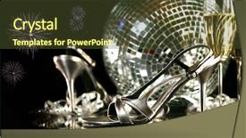  Presentation with champagne - Amazing theme having black gold new years - silver party shoes with champagne backdrop and a tawny brown colored foreground