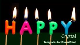  Presentation with of happy birthday candles - Presentation design featuring new year bash - colorful candles spelling out happy background and a forest green colored foreground