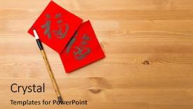  Presentation with lunar new year - Audience pleasing slide deck consisting of new year calligraphy word fuk backdrop and a  colored foreground