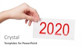  Presentation with new year card - PPT theme featuring new-year-card-in-woman background and a white colored foreground