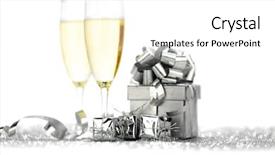  Presentation with new year - Slide set consisting of new year cars with champagne background and a white colored foreground