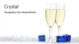  Presentation with transportation brand new cars - Cool new PPT layouts with new year cars with champagne backdrop and a white colored foreground