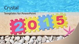  Presentation with puzzle pieces - Amazing presentation having new year celebartion background cover - 2015 by poolside made backdrop and a light blue colored foreground