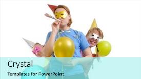  Presentation with party time - Audience pleasing PPT theme consisting of new year celebartion background cover - group of friends having good backdrop and a arctic colored foreground