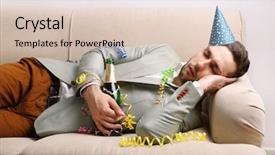  Presentation with close up of young girls - Cool new slide deck with new year celebartion background cover - young man on couch backdrop and a lemonade colored foreground