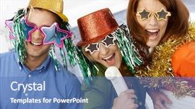  Presentation with new office - Audience pleasing PPT theme consisting of new year celebration in office backdrop and a teal colored foreground