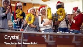  Presentation with new year - Slide deck with new year celebration on universit background and a tawny brown colored foreground