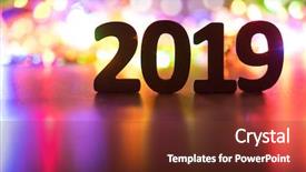  Presentation with new year 2019 - PPT theme featuring new year closeup golden 2019 background and a  colored foreground