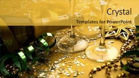  Presentation with new year 2019 - Amazing PPT theme having new year closeup golden 2019 backdrop and a yellow colored foreground