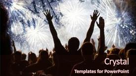  Presentation with new year - PPT theme having new year concept - cheering crowd background and a  colored foreground