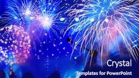  Presentation with fireworks - PPT theme enhanced with new-year-concept-cheering-crowd background and a navy blue colored foreground