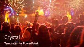  Presentation with new year - Slide set enhanced with new-year-concept-cheering-crowd and a  colored foreground