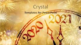  Presentation with new year 2020 - Audience pleasing slides consisting of new-year-concept-clock-near backdrop and a yellow colored foreground
