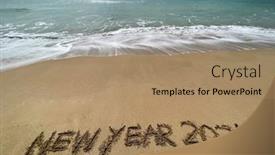  Presentation with water wave - Colorful presentation design enhanced with new-year-concept-happy-new backdrop and a coral colored foreground