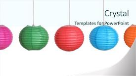  Presentation with chinese new year - Slide set featuring new year decoration-- paper lantern background and a cool aqua colored foreground