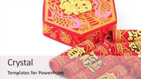  Presentation with chinese new year - Slide set with new year decoration fire crackers background and a lemonade colored foreground