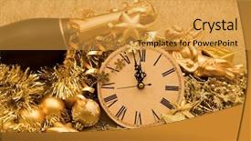  Presentation with qoute for a golden year - PPT layouts with new year decoration on golden background and a gold colored foreground