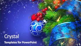  Presentation with christmas new year frame banner - PPT theme with new year decoration with blue background and a royal blue colored foreground