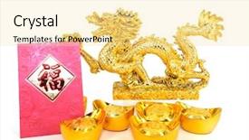 Presentation with dragon - Presentation design consisting of new year decoration with dragon background and a blonde colored foreground
