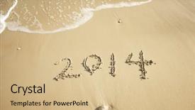  Presentation with 2018 goals text on white - PPT layouts consisting of new year eve beach - 2014 hand written background and a coral colored foreground