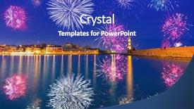  Presentation with fireworks - Beautiful PPT theme featuring new year fireworks display backdrop and a  colored foreground