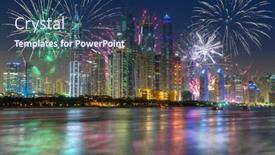  Presentation with fireworks - Slide deck having new-year-fireworks-display background and a ocean colored foreground