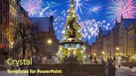  Presentation with new year - Presentation theme with new-year-fireworks-display background and a tawny brown colored foreground