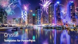  Presentation with new year - PPT theme enhanced with new-year-fireworks-display background and a ocean colored foreground