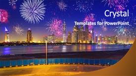  Presentation with fireworks on chinese new year - Slide set consisting of new year fireworks display background and a navy blue colored foreground