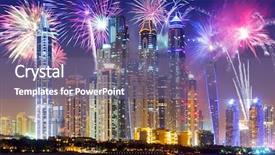  Presentation with new year - Theme enhanced with new year fireworks display background and a violet colored foreground