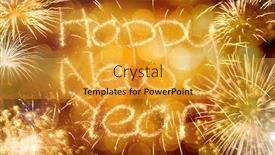  Presentation with fireworks on chinese new year - Colorful slide set enhanced with new-year-fireworks-golden-bokeh backdrop and a gold colored foreground