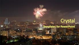  Presentation with new year - PPT theme consisting of new year fireworks over kiev background and a tawny brown colored foreground