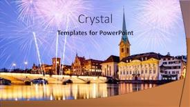  Presentation with fireworks - Presentation design enhanced with new-year-fireworks-over-zurich background and a light blue colored foreground
