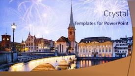  Presentation with new year - Amazing presentation theme having new-year-fireworks-over-zurich backdrop and a sky blue colored foreground