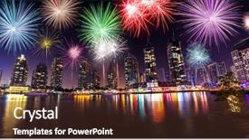  Presentation with fireworks - PPT theme with new year fireworks show background and a tawny brown colored foreground