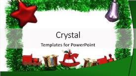  Presentation with new year - Theme consisting of new year frame with toys background and a sky blue colored foreground