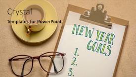  Presentation with goal setting - PPT layouts having new-year-goals-list-handwriting background and a coral colored foreground