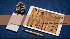  Presentation with goal setting - PPT theme featuring new-year-goals-resolution background and a coral colored foreground