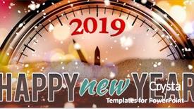  Presentation with christmas new year frame banner - Beautiful PPT theme featuring new year graphic against christmas backdrop and a tawny brown colored foreground