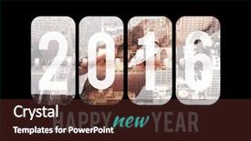  Presentation with new year streamer - Theme having new year graphic against composite background and a  colored foreground