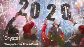  Presentation with new season - Colorful PPT theme enhanced with new-year-holiday-people backdrop and a tawny brown colored foreground