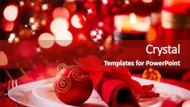  Presentation with christmas dinner - Presentation design consisting of new year holiday table setting background and a crimson colored foreground