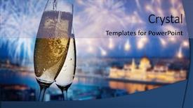  Presentation with lunar new year ox - Theme featuring new year in budapest - champagne background and a teal colored foreground