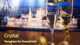  Presentation with new year streamer - Presentation theme featuring new year in budapest - champagne background and a  colored foreground