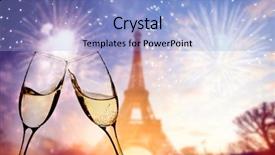  Presentation with fireworks - Slide set featuring new year in paris background and a light blue colored foreground